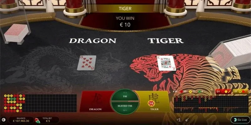 Dragon Tiger có lối chơi đơn giản giúp người mới dễ dàng làm quen